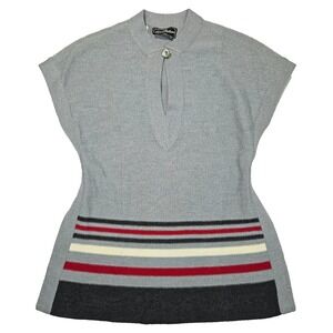 Vintage‎ Crissa Linea Italiana Wool Knit Vest Dress Gray Striped Made in Italy